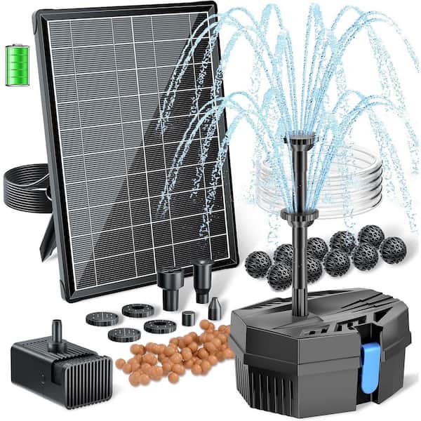 8W Solar Water Fountain Pump with Battery Backup and Pond Filter Kit for Outdoor Ponds Bird Baths DIY Water Features