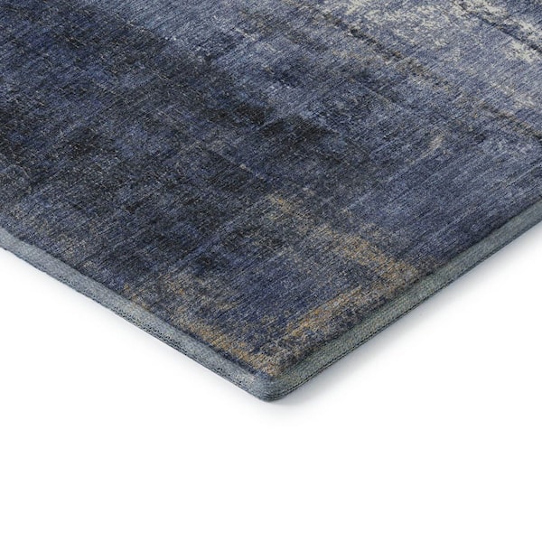 Mayfield Premium Machine Washable Abstract AMF1980 Navy 10 ft. x 14 ft. Area Rug