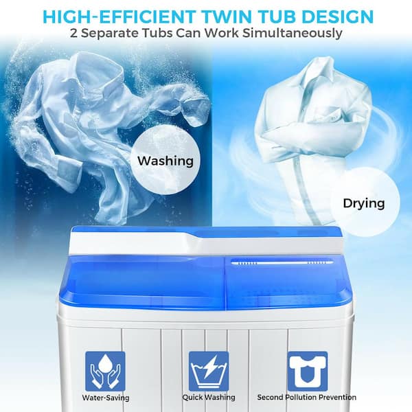 13LBS Portable Compact Mini Twin Tub Washing Machine Drain Pump
