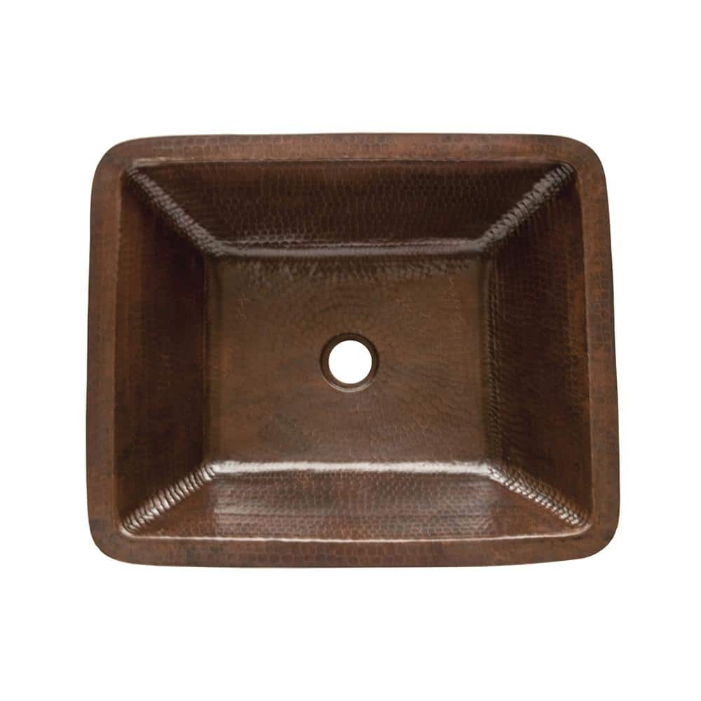 Premier Copper Products Under-Counter Rectangle Hammered Copper Bathroom Sink in Oil Rubbed Bronze -  LREC19DB