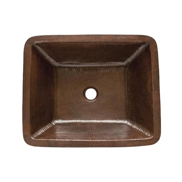 Premier Copper Products Under-Counter Rectangle Hammered Copper Bathroom Sink in Oil Rubbed Bronze