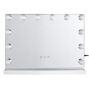 20 in. W x 16 in. H Large Rectangular Dimmable LED Desktop/Wall Mount Bathroom Vanity Mirror with 10X Magnification