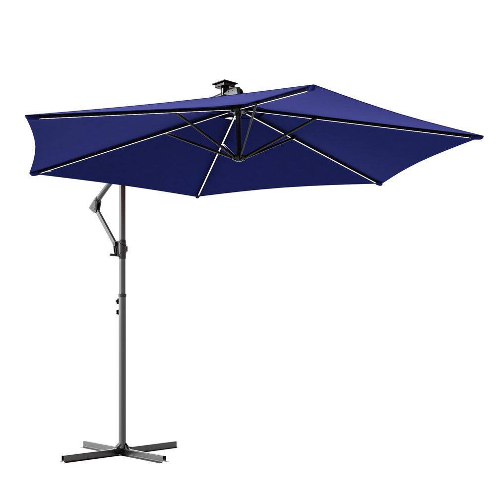 10 ft. LED Solar Round Outdoor Offset Patio Umbrellas in Navy Blue price history on PriceWatchPro