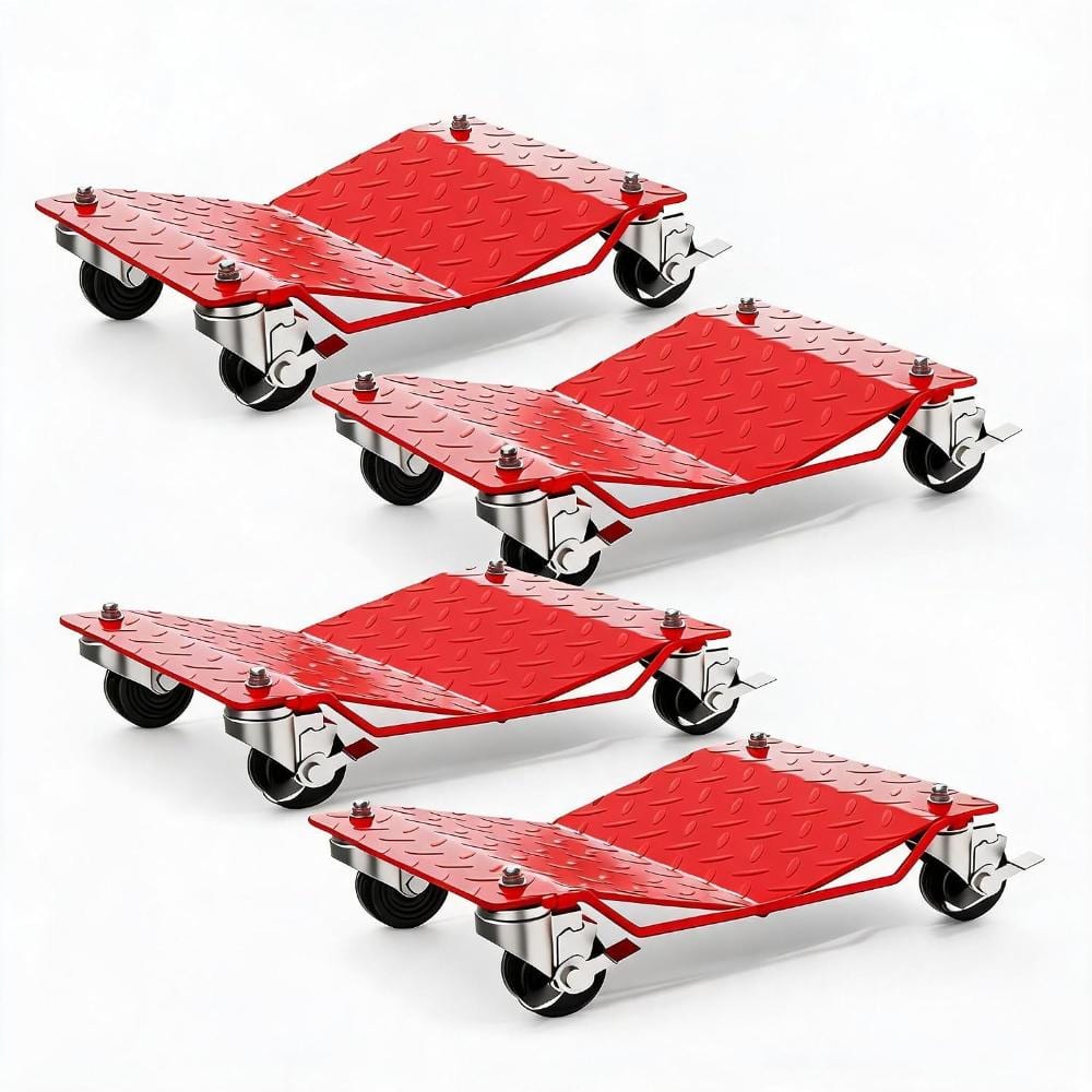 4-Pack Red Heavy Duty Steel Car Dolly Wheel Dolly Set, 6000 lbs Capacity 4 Tier Wheel Dolly with Swivel Brake Casters price history on PriceWatchPro
