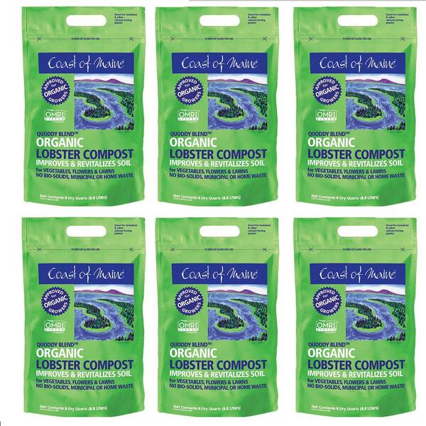 Coast of Maine 8 Qt. OMRI Listed Quoddy Blend Lobster Compost Plant Soil (6-Pack)