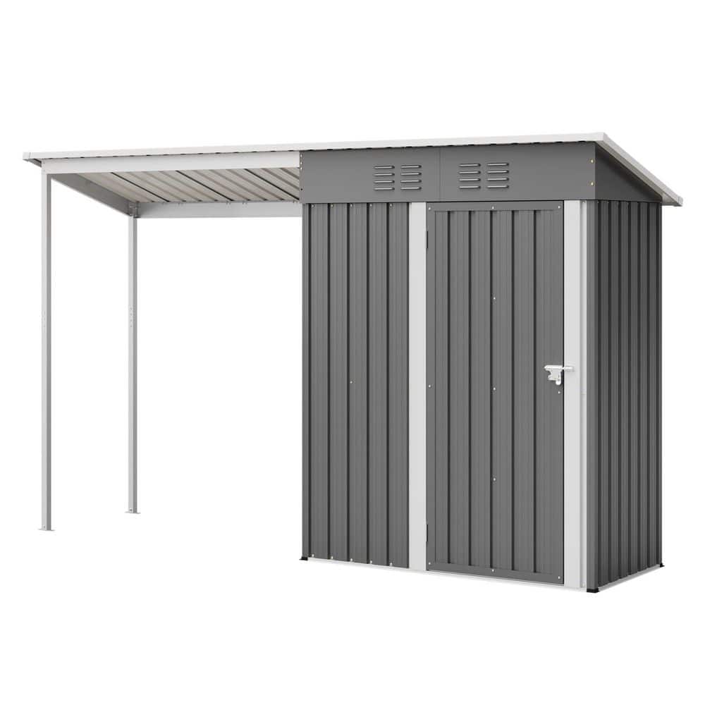 Rowrick Outdoor 9.88 ft. W x 2.7 ft. D Grey Metal Storage Shed with Open Pergola (26.68 sq. ft. ) price history on PriceWatchPro