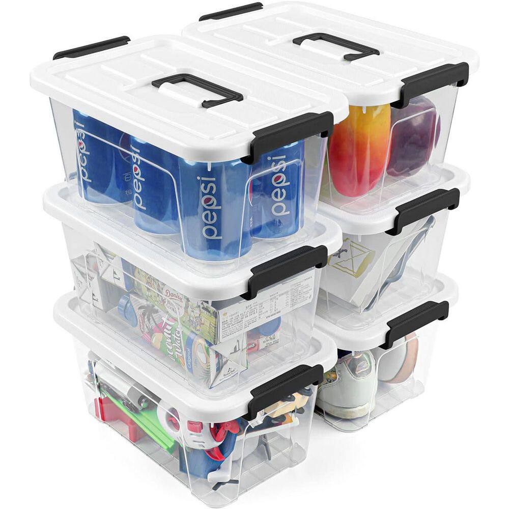 White Lids 11.6 in. x 5.5 in. Plastic Decorative Basket Set of 6