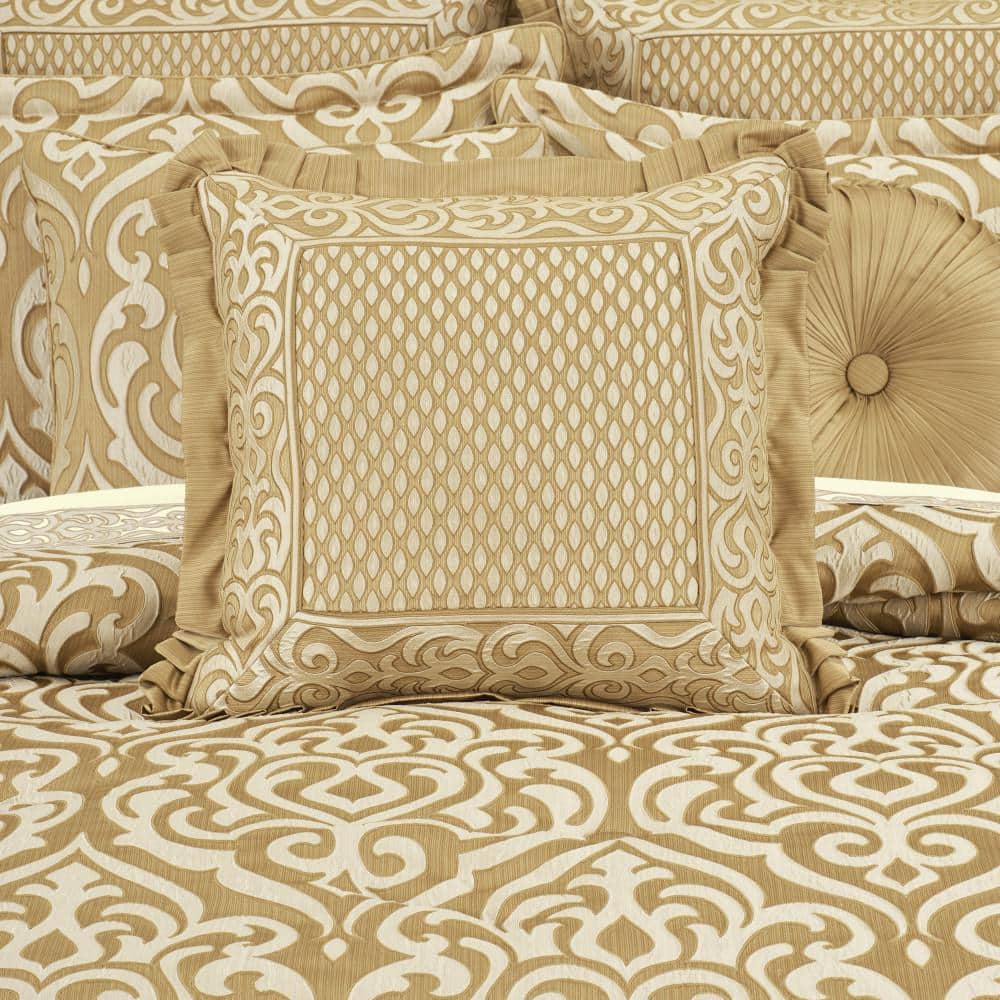 Lagos Gold Medium Square Embellished Decorative Throw Pillow