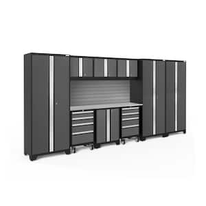 Bold Series 10-Piece 24-Gauge Stainless Steel Garage Storage System in Charcoal Gray (162 in. W x 77 in. H x 18 in. D)