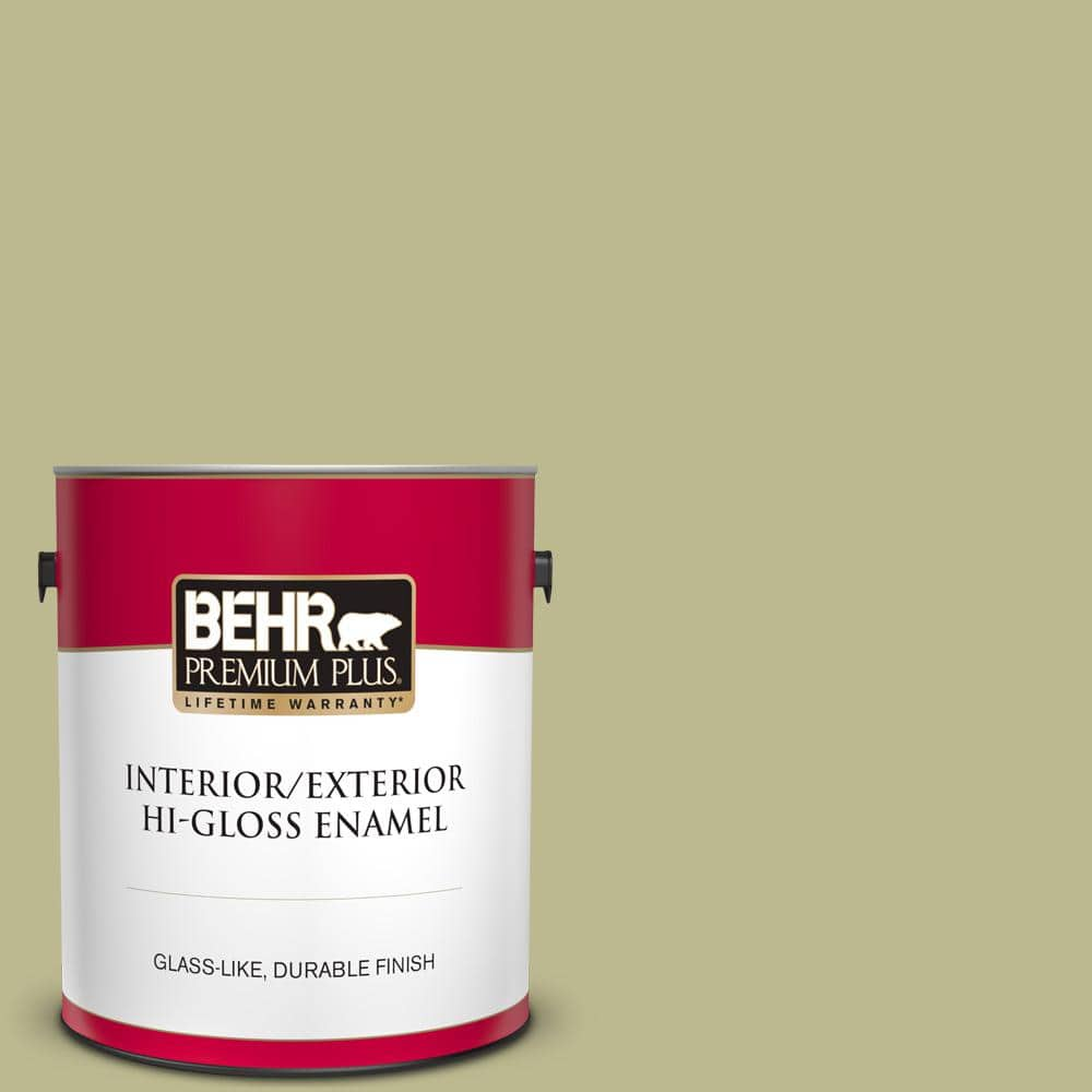 Behr Premium Plus 1 Gal S340 4 Back To Nature Hi Gloss Enamel Interior Exterior Paint The Home Depot