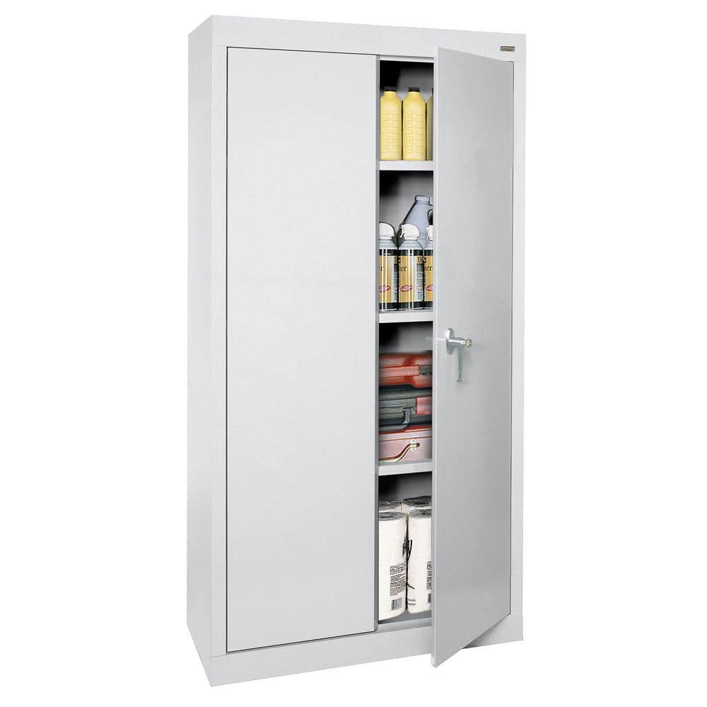 Dove Gray Steel Lockable Office Storage Cabinet with Adjustable Shelving