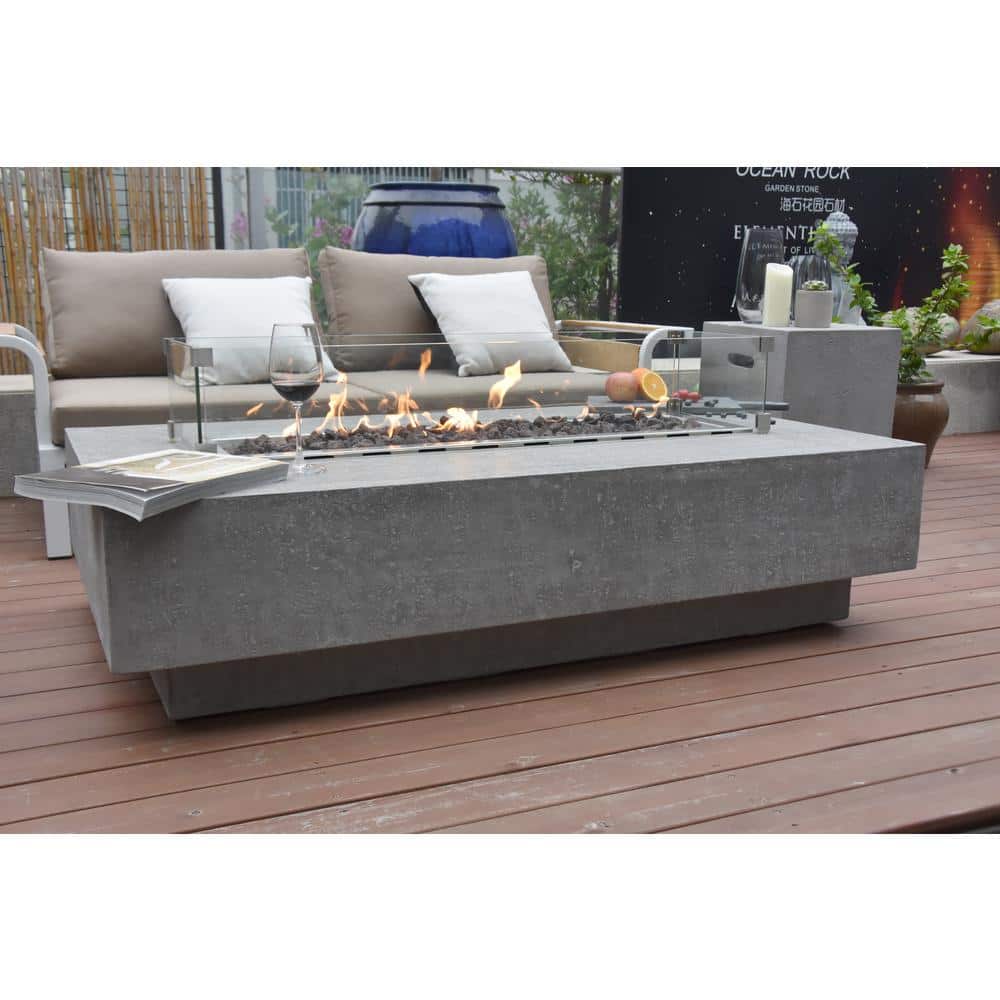 Hampton 56" Light Gray Concrete Gas Fire Pit Table