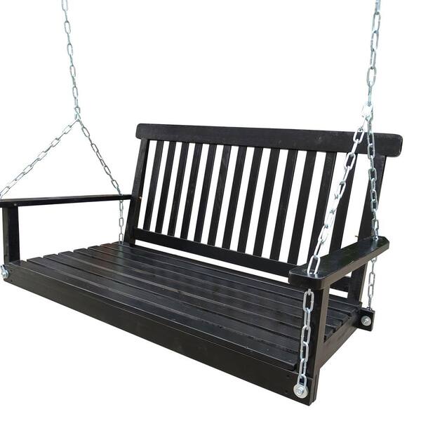 thumbnail image 2 of Outsunny 50-Inch 2-Person Porch Swing Chair - Outdoor Hanging Bench With Chains, Weather-Resistant Steel, Holds 528 Lbs (Black) 2 of 10