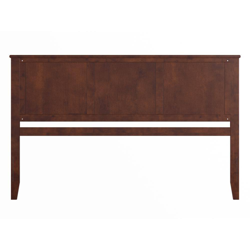King Walnut Wood and Metal Panel Headboard