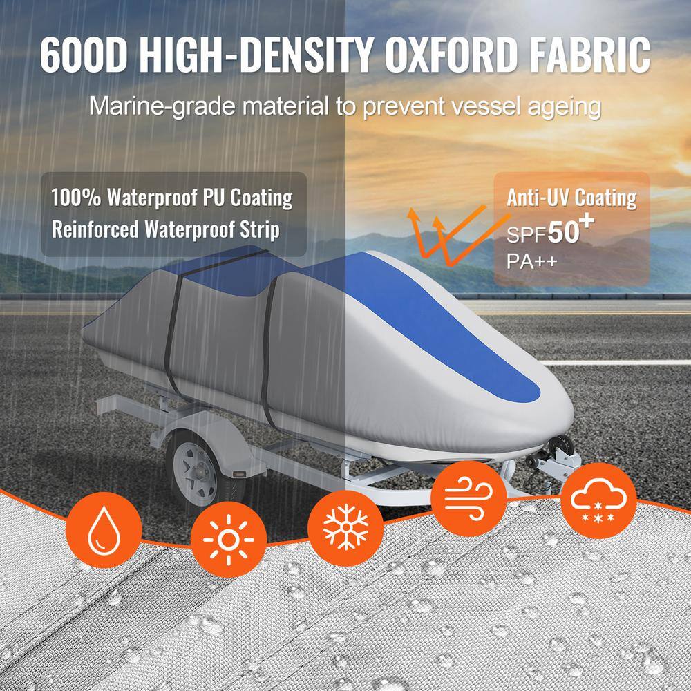 Gray and Blue Heavy-Duty Marine Grade Jet Ski Cover