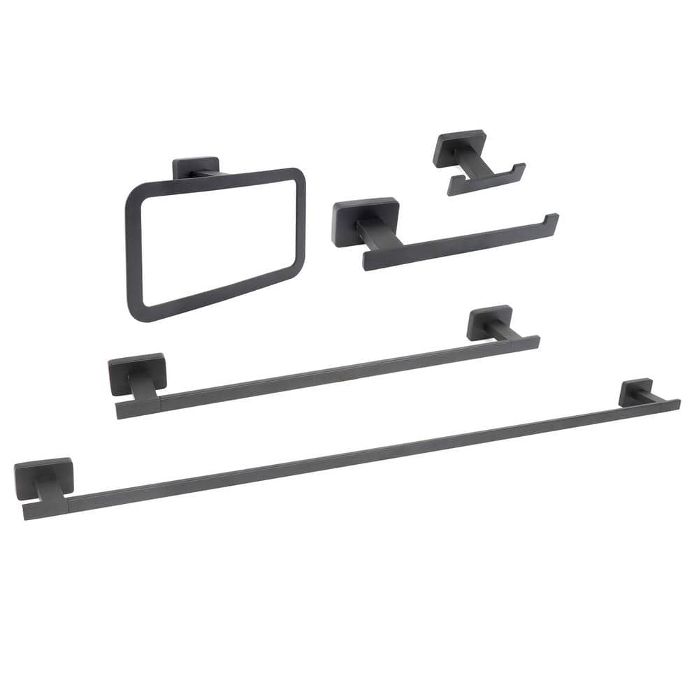 Chicago 5-Piece Bath Hardware Set in Black