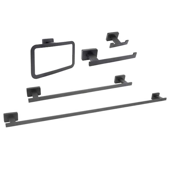 Dyconn Chicago 5-Piece Bath Hardware Set in Black