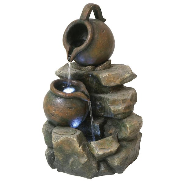 Design Toscano LaTaverna Cascading Urns Stone Bonded Resin Illuminated Garden Fountain