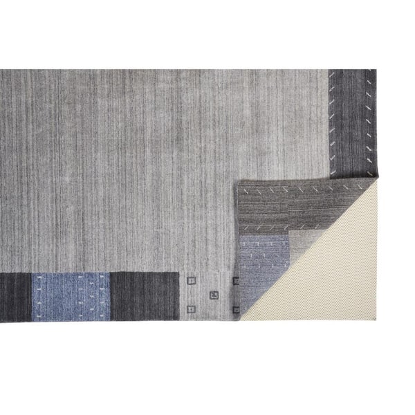 10 ft. x 13 ft. Gray and Black Solid Color Area Rug