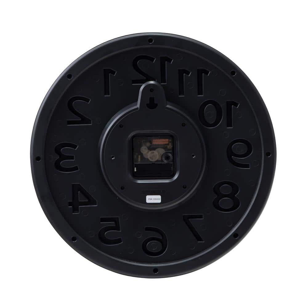 Tempus 13" Black Silent Sweep Wall Clock with Raised Numerals