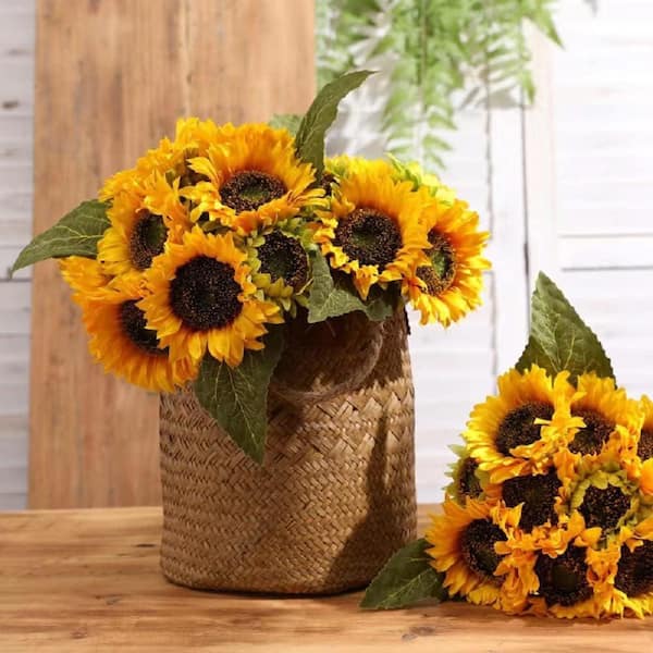 Sunflower 23.62 in. Yellow Artificial Silk Flower Long Stem Decoration for Wedding Baby Shower Party 6 Pieces