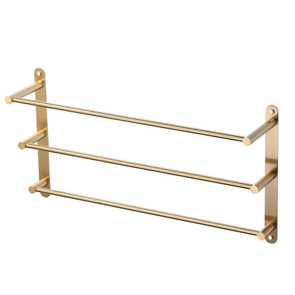 24 in. Wall Mounted Triple Towel Bar in Brushed Gold