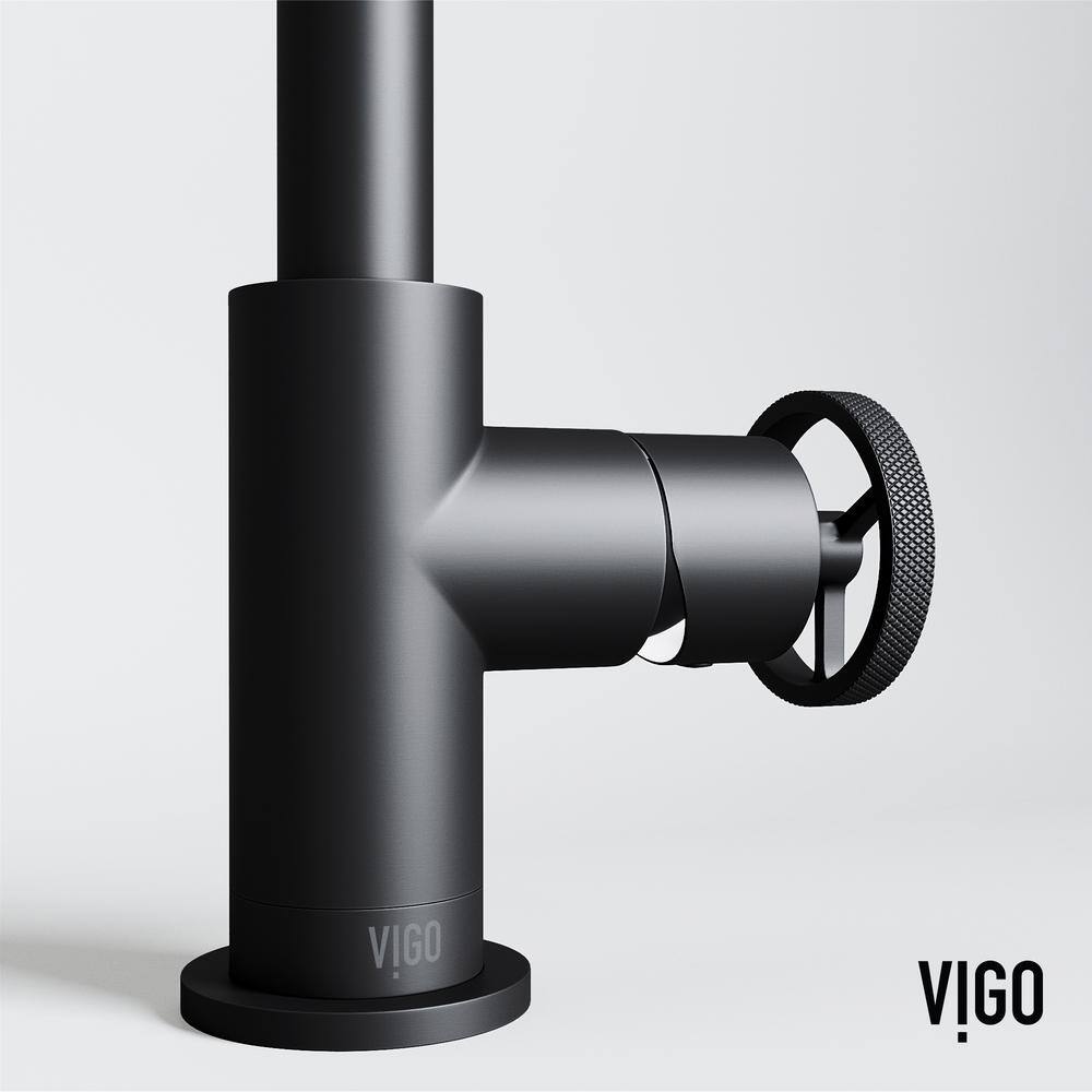 Cass 9'' High Aerodynamic Wheel Handle Matte Black Bathroom Faucet