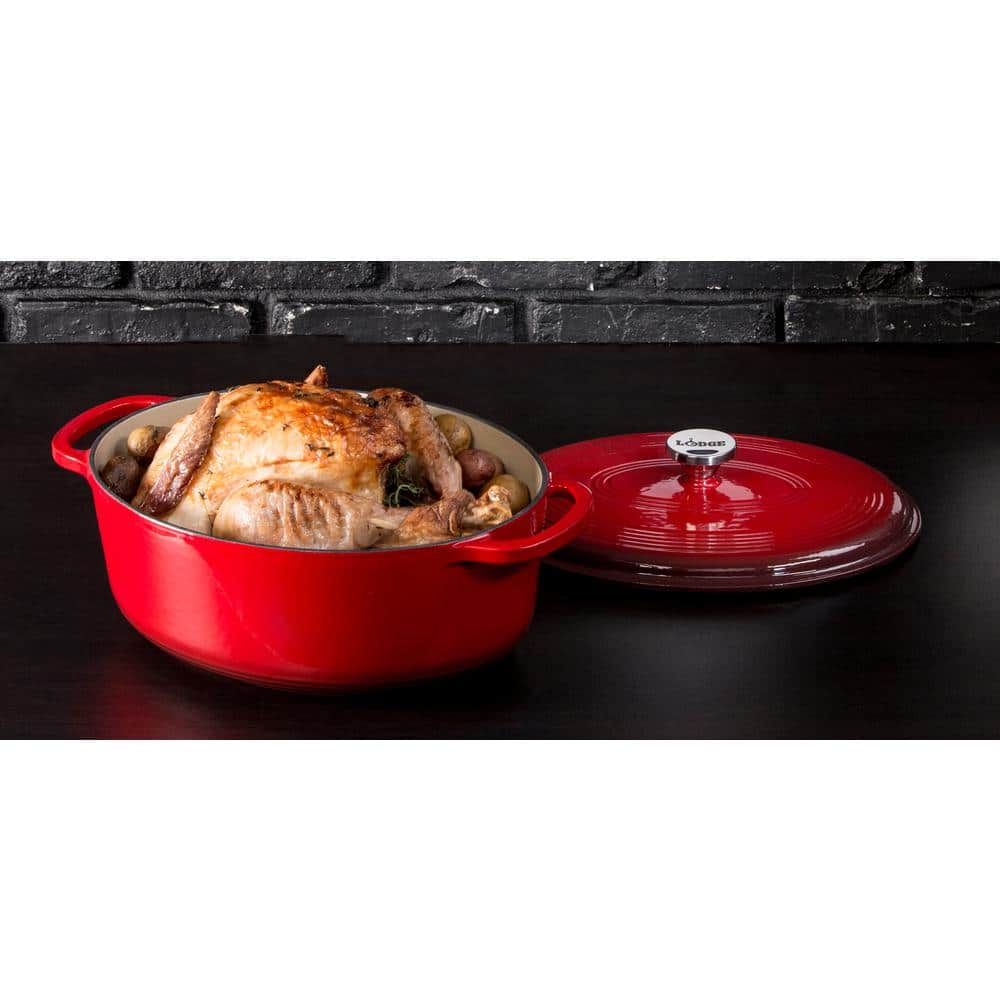 Classic 7 Quart Red Enameled Cast Iron Dutch Oven