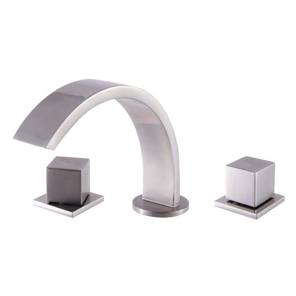 Brushed Nickel Modern Widespread Bathroom Faucet Set