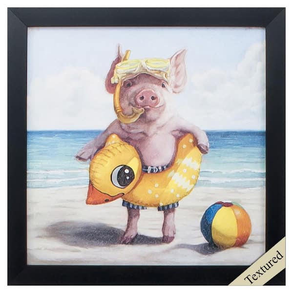 HomeRoots Silver Framed Animal Beach Ham Acrylic Painting Wall Art 11 in. x  11 in. 365936 - The Home Depot