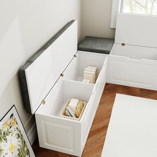 Have a question about FUFU&GAGA White Shoe Bench, Modern L-Shaped