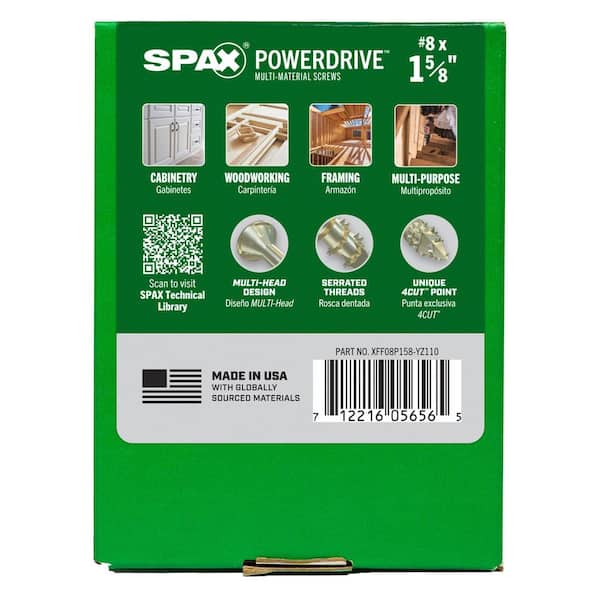SPAX #8 x 1-5/8 in. PowerDrive Interior T25 T-Star Flat Head