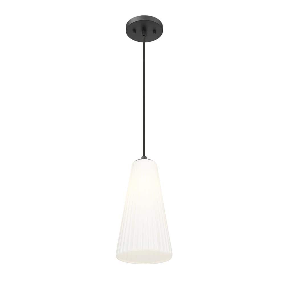 Matte Black Nickel Glass 14" Indoor/Outdoor Pendant Light