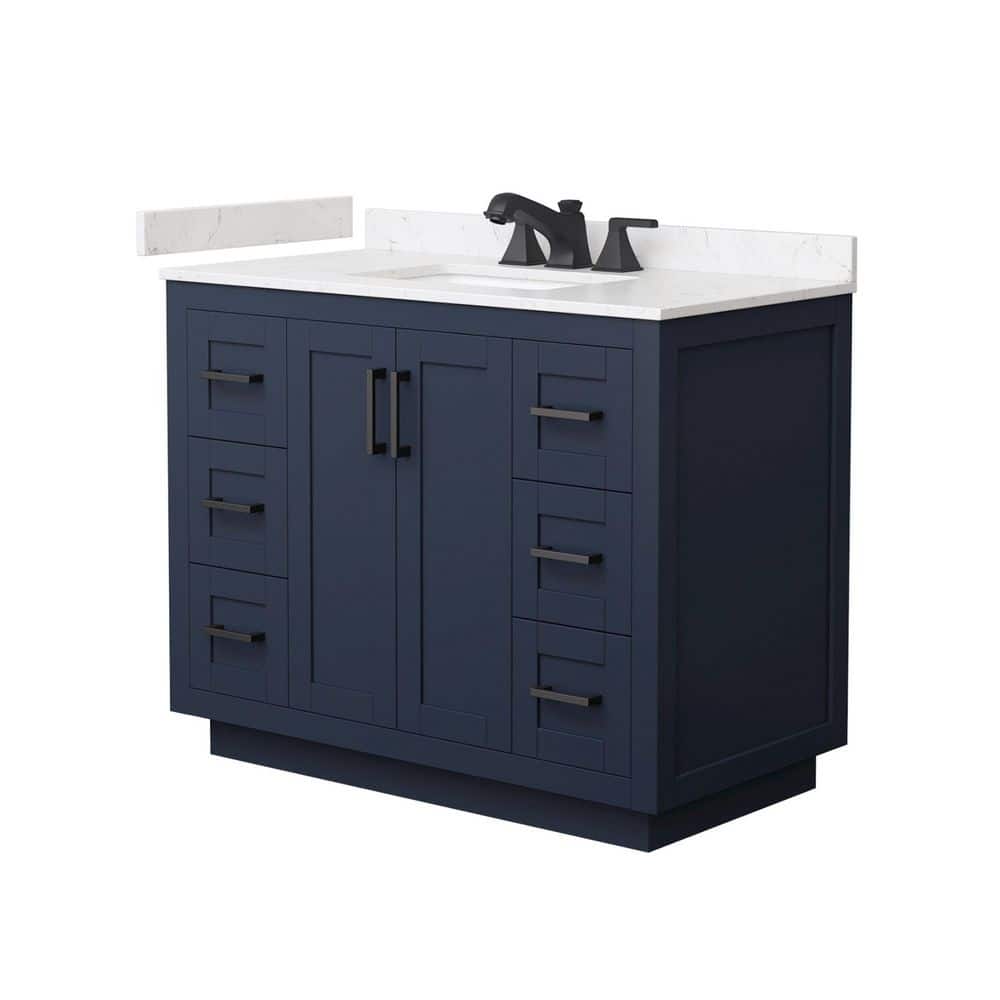 Miranda 42 in. Single Freestanding Dark Blue Bath Vanity with Carrara Cultured Marble Top Assembled price history on PriceWatchPro