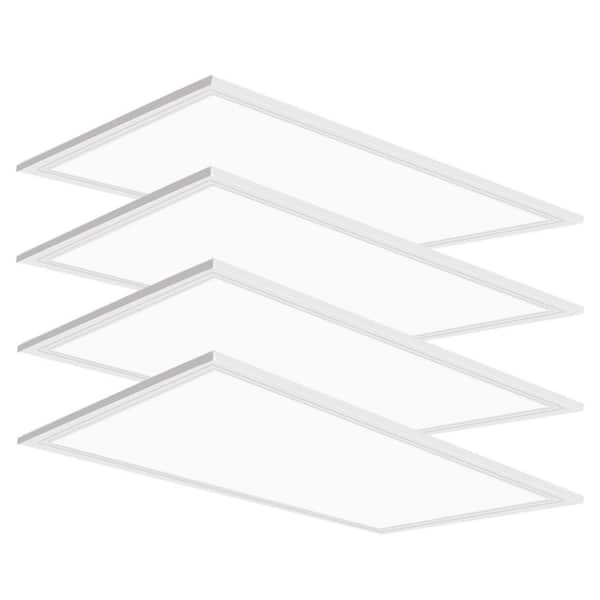 4-Pack 2 x 4 ft. 75-Watt White LED Flat Panel Lights, Drop Ceiling Light, Recessed Edge-Lit Fixture for Office Shop