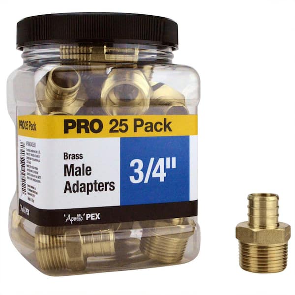 Apollo 3 4 In Brass Pex B Barb X Male Pipe Thread Adapter Pro Pack 25