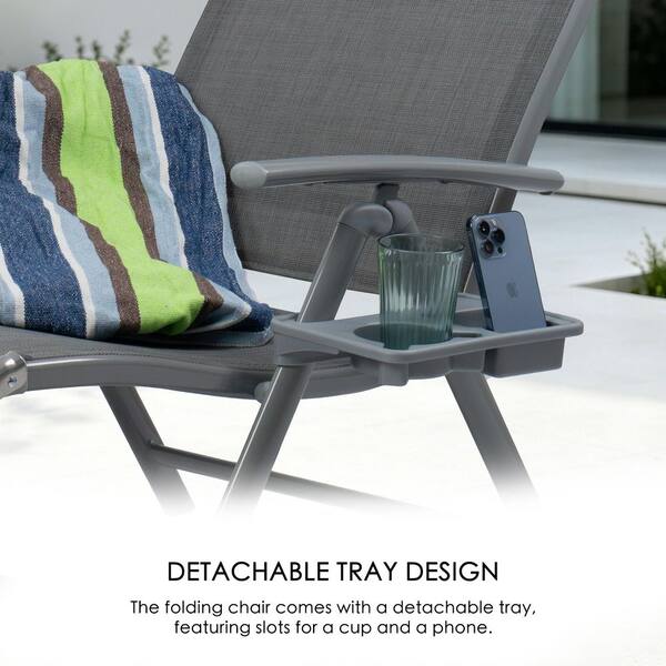 KOZYARD Cozy Gray Adjustable Foldable Reclining Aluminum Outdoor