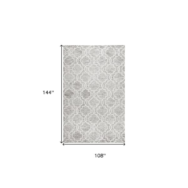 Gray, Ivory 9 ft. x 12 ft. Tufted Geometric Wool Indoor Area Rug