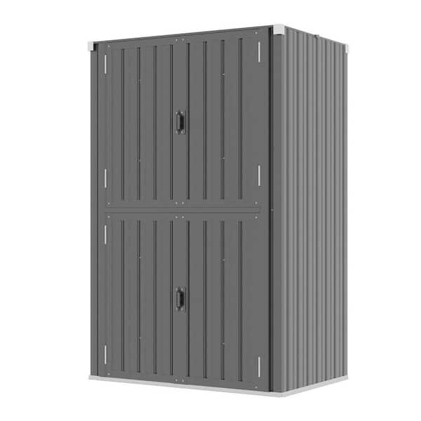4 ft. W x 2.5 ft. D Gray Metal Outdoor Storage Cabinet Lockable Shed Waterproof With Shelves (10 sq. ft.)