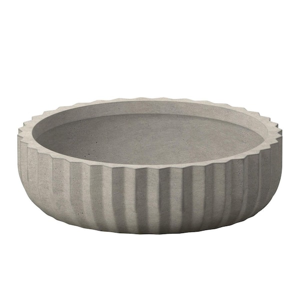 21 in. Large Light Gray Concrete Round Planter / Pot with Drainage Holes