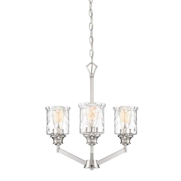 Designers Fountain Drake 3-Light Polished Nickel Classic Classic Chandelier for Dining Areas with No Bulbs Included