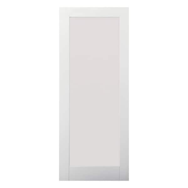 JELD-WEN 28 in. x 80 in. MODA Primed PMT1011 Wood Solid Core Door Slab with Translucent Glass