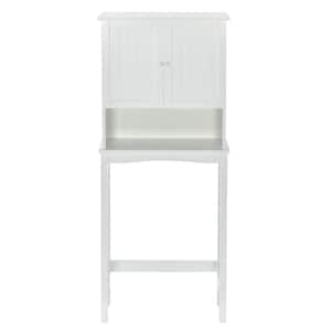 23.6 in. W x 62.2 in. H x 8.8 in. D White Over-the-Toilet Storage with Shelf and Two Doors
