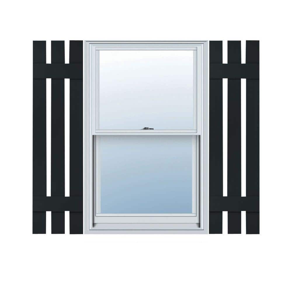 Black Vinyl Board-n-Batten Shutters with Installation Screws, 12"W x 35"H