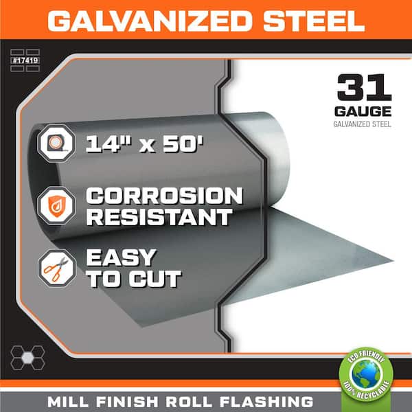 14 in. x 50 ft. Galvanized Steel Roll Valley Flashing