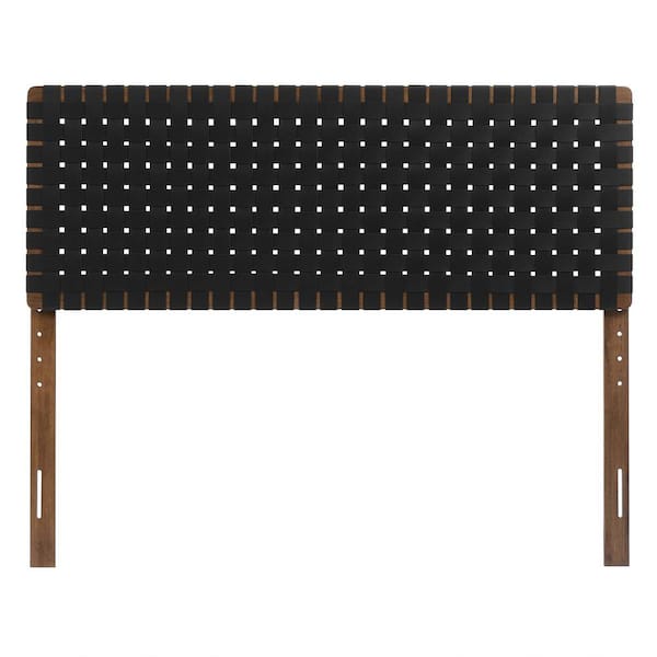 Sparta Weave Queen Faux Leather Headboard in Walnut Black