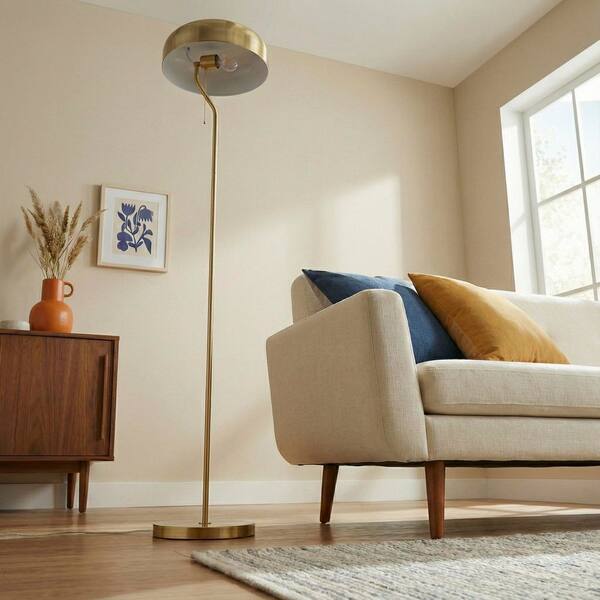 AIKVSXER 55 in. Metal Gold Corner Column Floor Lamp with Gold Dome