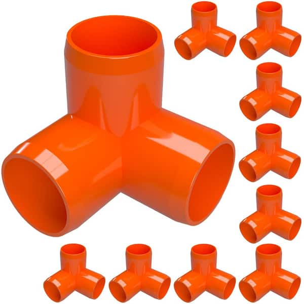 Formufit 1/2 in. Furniture Grade PVC 3-Way Elbow in Orange (10-Pack)