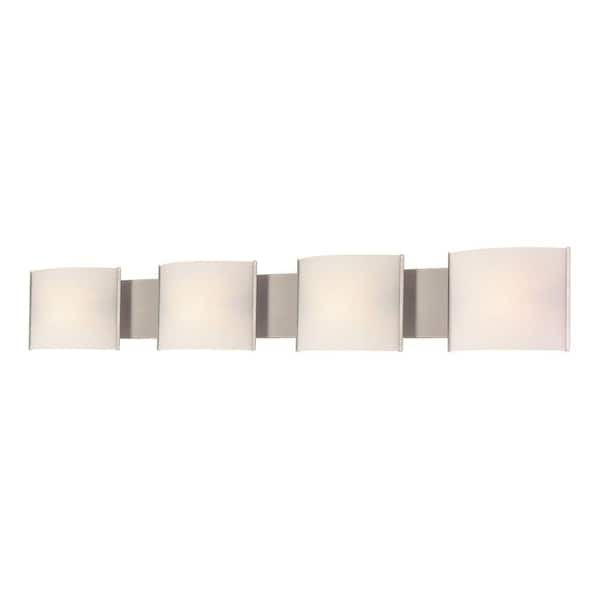 Titan Lighting Pannelli 4-Light Stainless Steel and Hand-Moulded White Opal Glass Vanity Light