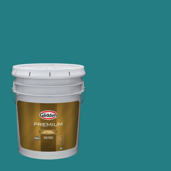 Glidden Premium 5 gal. PPG1147-6 Jade Jewel Satin Exterior Latex Paint